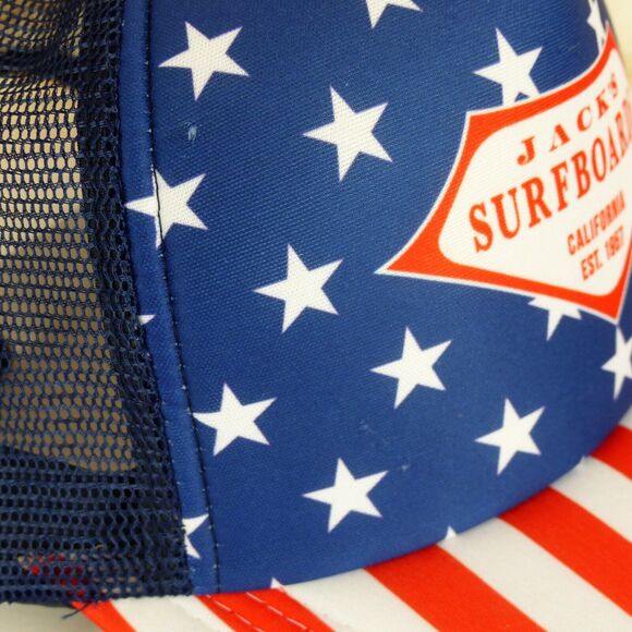 Jacks Surfboards USA Flag Trucker Hat Mens Blue Star Stripes Snapback America - Picture 6 of 12
